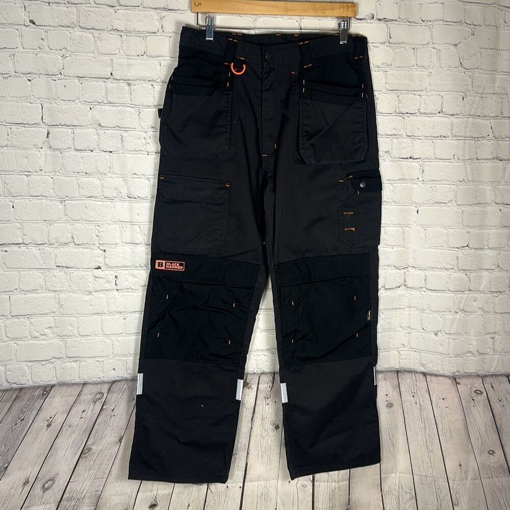Black Hammer Mens Combat Work Cargo Pants Cordura Fabric Utility Knee Pad Pocket
